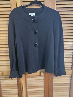 Talbots Black Cardigan Sweater – Large Button Detail – Size Large